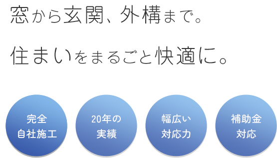 窓から玄関、外構まで。 住まいをまるごと快適に。
